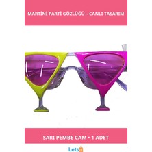 Letsii Renkli Camlı Şık Sarı Pembe Martini Parti Gözlüğü