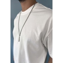 Alışveriş Sokağı Oversize Fit %100 Pamuk Orta Kalın Dokulu Ekru T-Shirt