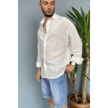 Alışveriş Sokağı Ince Kumaş Oversize Uzun Kollu Gömlek