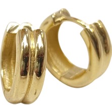 Genel 16.7mm Ikili Klasik Halka Küpe 14 Ayar Altın Hd Videolu