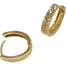 Genel 12.5mm Oval Kalemli Halka Küpe 14 Ayar Altın Hd Videolu