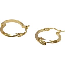 Genel 16MM Klasik Ikili Piramit Ray Halka Küpe 14 Ayar Altın Hd Videolu