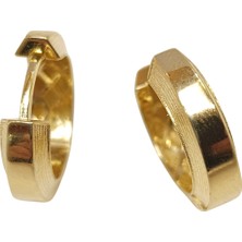 Genel 20.58MM Çizgili Ray Halka Küpe 14 Ayar Altın Hd Videolu