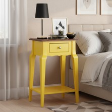 Wooding Mobilya Masif Konik Sarı Ceviz Raflı Komodin - Mini Dresuar