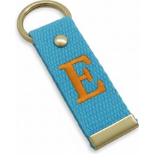 Tesbihane Çelik Tokalı - Kişiye Özel Anahtarlık - Turkuaz Renk - Dayanıklı Kumaş Üzerine Harf - Sembol Nakışlı