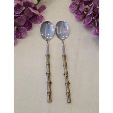 Bambu 2 Parça Salata Servis Kaşık Seti Antik