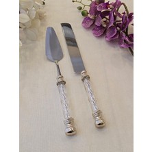 2 Parça Kristal Pasta Servis Kaşık Seti Gümüş