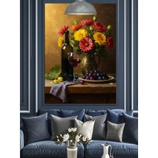 Tablomega Şarap Şişesi Meyve Tabağı Çiçek Vazosu Dekoratif Kanvas - Mdf Ahşap Tablo