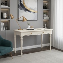 Wooding Mobilya 120 cm Masif Krem Tornalı Çalışma Masası