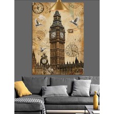 Karizma Tablo Londra Big Ben Saat Kulesi Dekoratif Kanvas - Mdf Ahşap Tablo