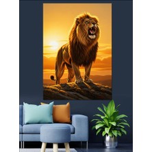 Artmeg Aslan Kral Gün Batımı Portresi Dekoratif Kanvas - Mdf Ahşap Tablo