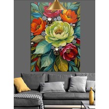 Karizma Tablo Canlı Renkli Çiçek Buketi Dekoratif Kanvas - Mdf Ahşap Tablo
