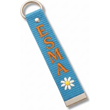 Tesbihane Çelik Tokalı - Öğrenciye Özel Askı Etiketi - Turkuaz - Dayanıklı Kumaş Üzerine Isim - Sembol Nakışlı