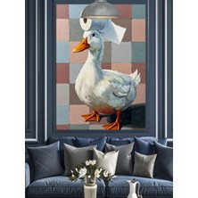 Artmeg Beyaz Ördek Başında Tuvalet Kağıdı Dekoratif Kanvas - Mdf Ahşap Tablo