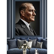 Tablomega Türkiye Cumhuriyeti Kurucusu Atatürk Dekoratif Kanvas - Mdf Ahşap Tablo