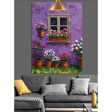 Karizma Tablo Pencere Önü Çiçek Saksıları Dekoratif Kanvas - Mdf Ahşap Tablo