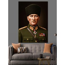 Artmeg Askeri Üniformalı Atatürk Portresi Dekoratif Kanvas - Mdf Ahşap Tablo