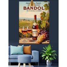 Karizma Tablo Şarap Şişesi Üzüm Bağları Retro Afiş Dekoratif Kanvas - Mdf Ahşap Tablo