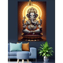 Tablomega Ganesha Fil Tanrı Figürü Dekoratif Kanvas - Mdf Ahşap Tablo