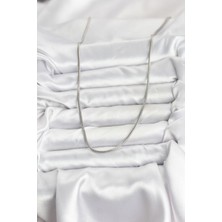 316L Çelik Zincir Gümüş Renk 60 cm Yılan Zincir Kadın Kolye - Bamido