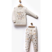 by BebekOdam Erkek Çocuk Ekru Dream Yıldızlı Baskılı Pijama Takımı - 1016146
