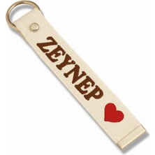 Tesbihane Çelik Tokalı - Öğrenciye Özel Askı Etiketi - Ekru - Dayanıklı Kumaş Üzerine Isim - Sembol Nakışlı