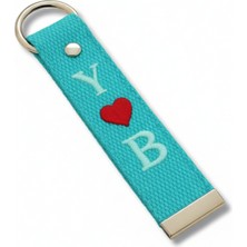 Tesbihane Çelik Tokalı - Öğrenciye Özel Askı Etiketi - Turkuaz - Dayanıklı Kumaş Üzeri 2 Harf - Sembol Nakışlı