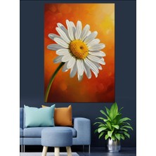 Karizma Tablo Beyaz Papatya Tek Çiçek Dekoratif Kanvas - Mdf Ahşap Tablo