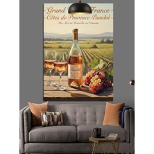 Karizma Tablo Beyaz Şarap Şişesi ve Üzüm Bağları Afiş Dekoratif Kanvas - Mdf Ahşap Tablo