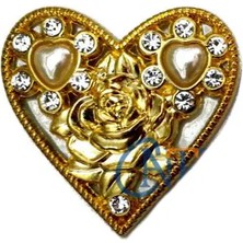 Datatek Eco Lounge Taşlı Kalp Broş, Kutu, Sandık Süsü - Sarı, 10 Adet