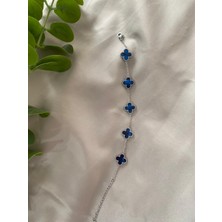 Stainles Steel Yonca Model Lacivert Renk Bileklik