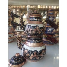 Işlemeli Küçük Bakır Çaydanlık-1,5 Lt Desenli Bakır Demlik