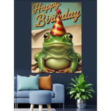 Karizma Tablo Mutlu Yıllar Kurbağa Kartı Dekoratif Kanvas - Mdf Ahşap Tablo