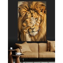 Tablomega Altın Aslan Kral Portresi Dekoratif Kanvas - Mdf Ahşap Tablo