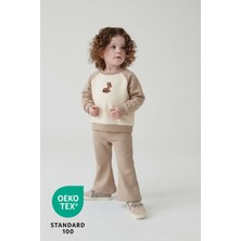 Luppinos Baby Deer 2li %100 Pamuk Nakışlı Iki Iplik Ispanyol Paça Üst Takım