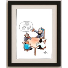 Karikatural Erico Junqueira Ayres 29X21CM Orijinal Karikatür Tablo
