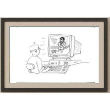 Karikatural Feng Hui Cang 25X18CM Orijinal Karikatür Tablo