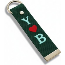 Tesbihane Çelik Tokalı - Öğrenciye Özel Askı Etiketi - Haki - Dayanıklı Kumaş Üzerine 2 Harf - Sembol Nakışlı