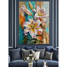 Tablomega Lilyum Çiçeği Canlı Renkler Dekoratif Kanvas - Mdf Ahşap Tablo