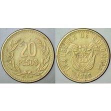 Banknoting Kolombiya 20 Peso 1989.