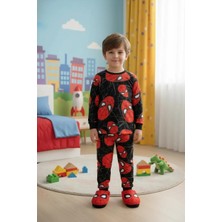 Yağmur Giyim Isob Siyah Ör. Adam Desenli %100 Pamuk Erkek Çocuk Pijama Takımı 3-13 Yaş 51335-51523