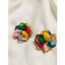 Deniz Accessories Renkli Fırfırlı Tasarım Küpe