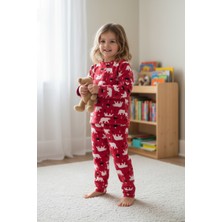 FullaModa Kutup Ayısı Desenli  Polar Unisex Çocuk Pijama Takımı