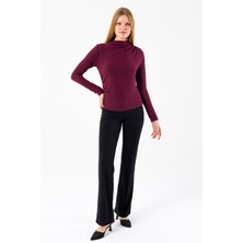 Giysa Kadın Dik Yaka Yanı Büzgü Detaylı Bluz Bordo - 26101 