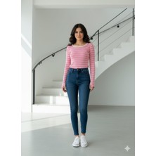 Infivento Bisiklet Yaka Parmak Geçmeli Bluz