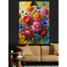 Karizma Tablo Canlı Renkli Çiçek Buketi Dekoratif Kanvas - Mdf Ahşap Tablo