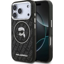 iPhone 17 Pro Kılıf Karl Lagerfeld Orjinal Lisanslı Iml Baskılı Kl Heads Kapak Siyah