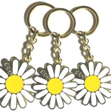 Gampus Papatya Metal Anahtarlık Dekoratif Metal Papatya Anahtarlık Şirin 3 Adet