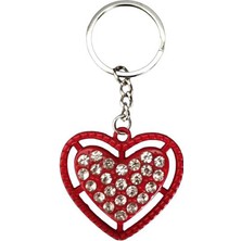 Gampus Metal Kırmızı Kalp Anahtarlık Şirin Metal Anahtarlık