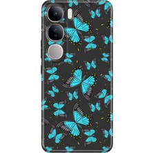 Nurdic Vivo V40 Lite Kılıf V40 Lite Desenli Tpu Silikon Baskılı Mavi Kelebek